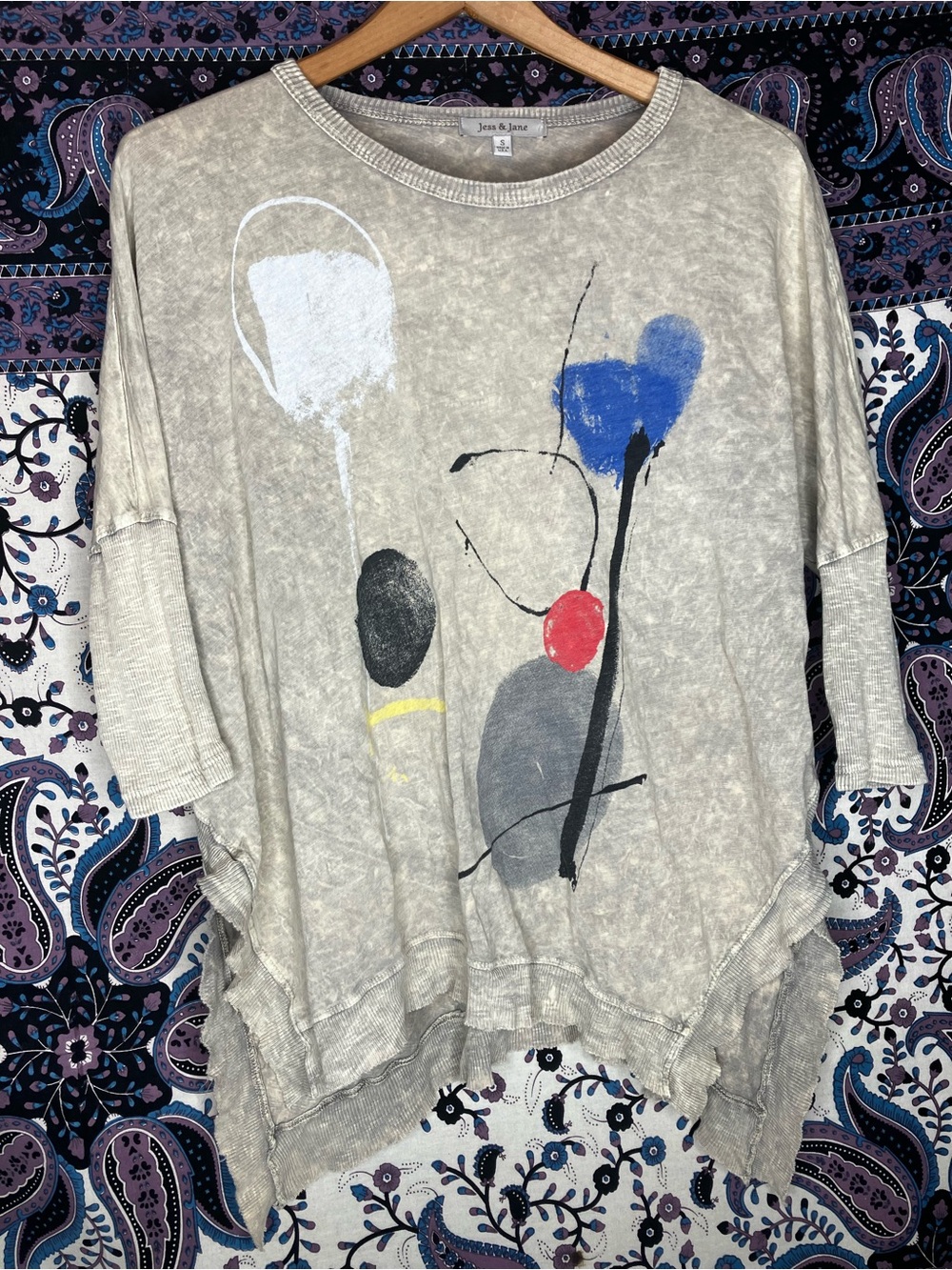 Jess & Jane artsy top S made in USA